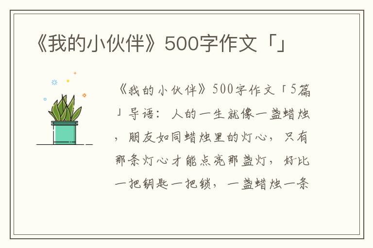 《我的小伙伴》500字作文「」 